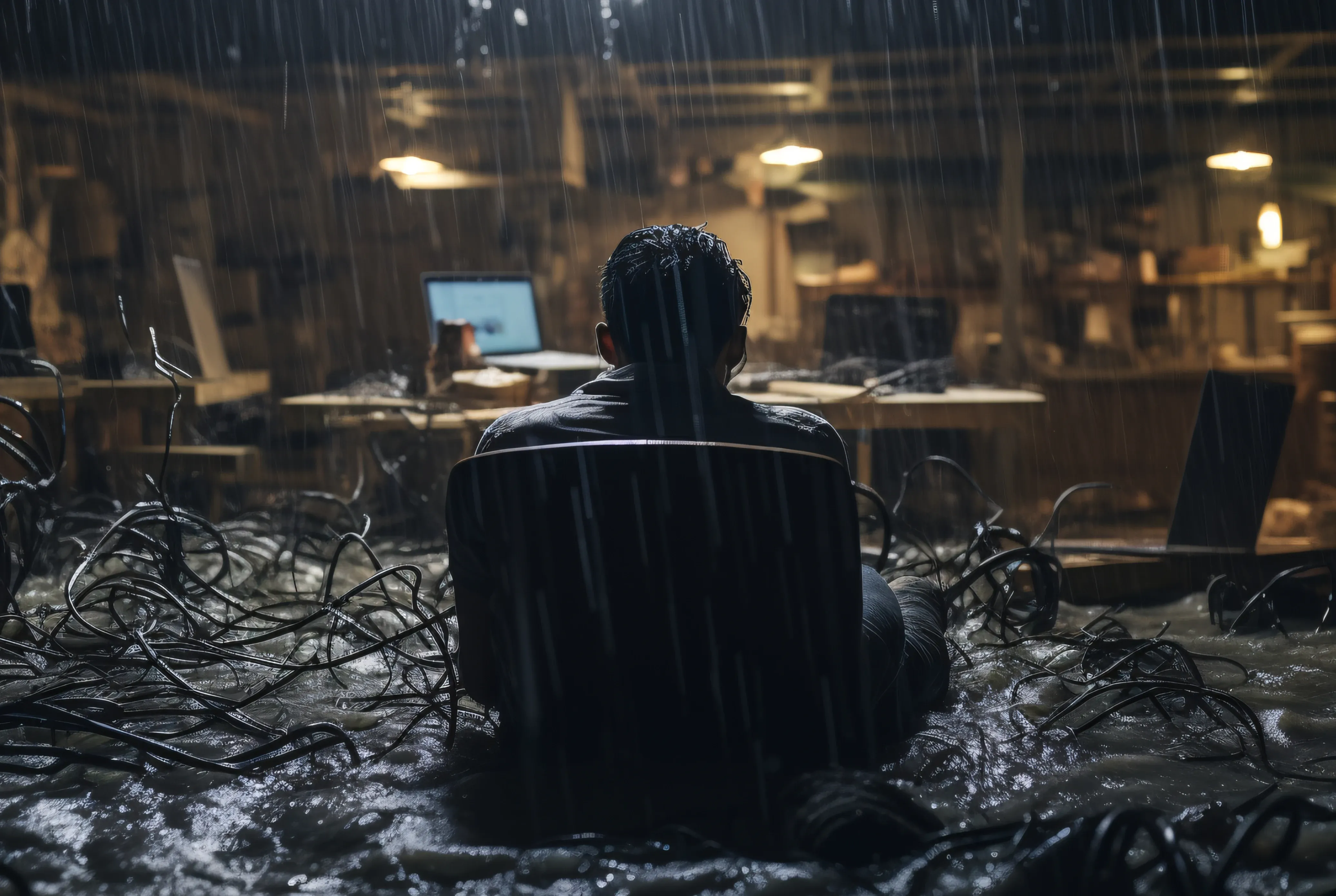 Man in the dusk room