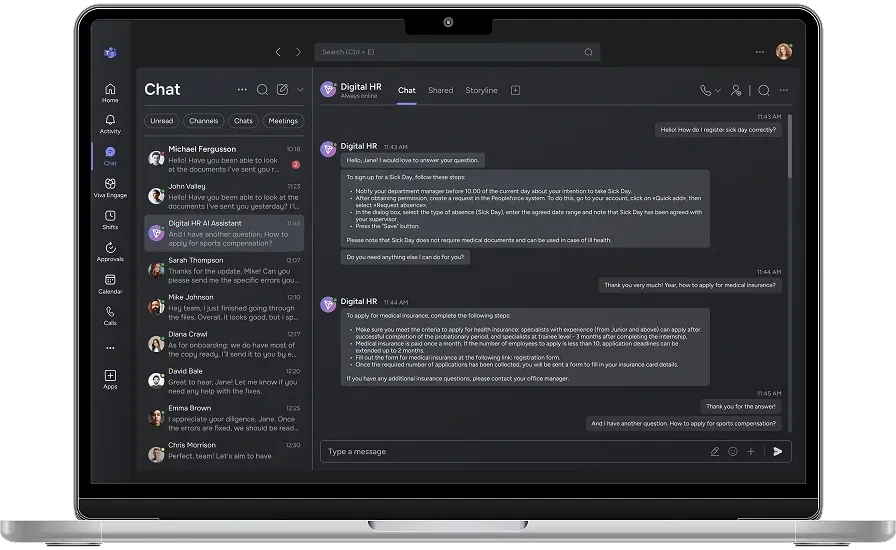 Laptop with AI for HR-chatbot